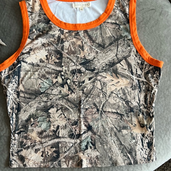 Gilded Intent Tank Top with Camo and Orange Trim - Picture 1 of 3